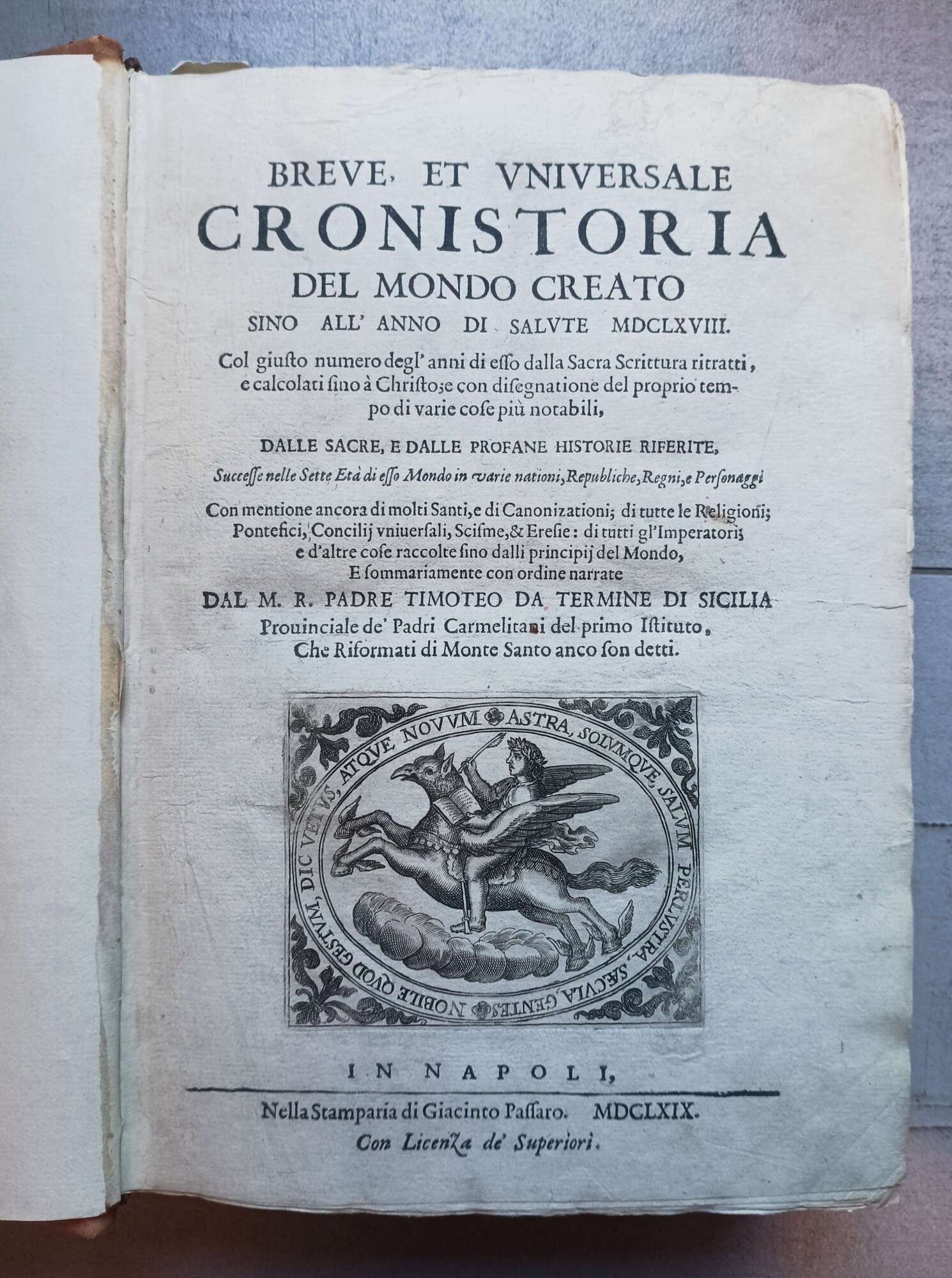 Breve et universale cronistoria del mondo creato sino all'anno di …
