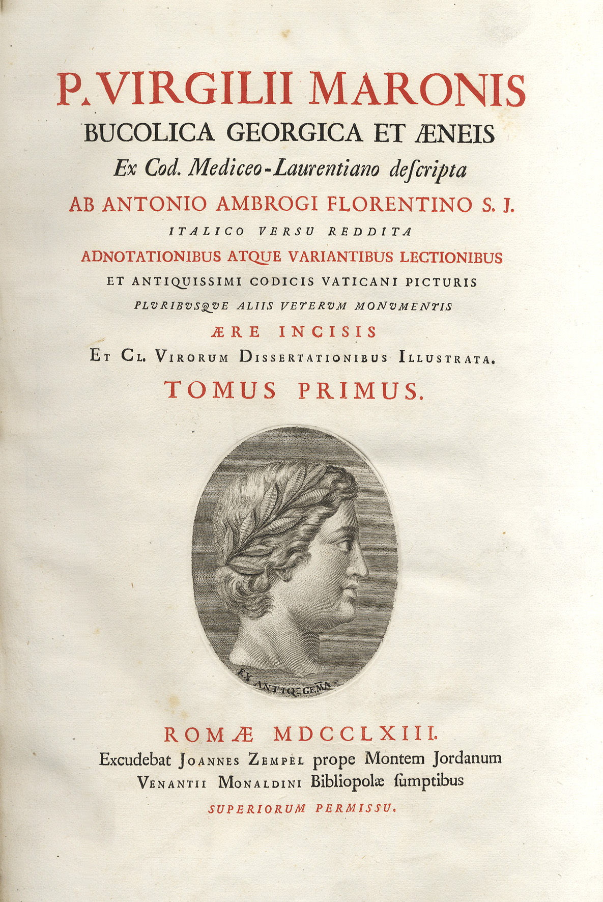 Bucolica Georgica et Aeneis ex Cod. Mediceo-Laurentiano decripta ab Antonio …