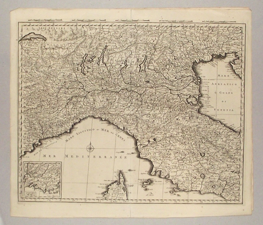 Carta dell'Italia del Nord e parte del centro.