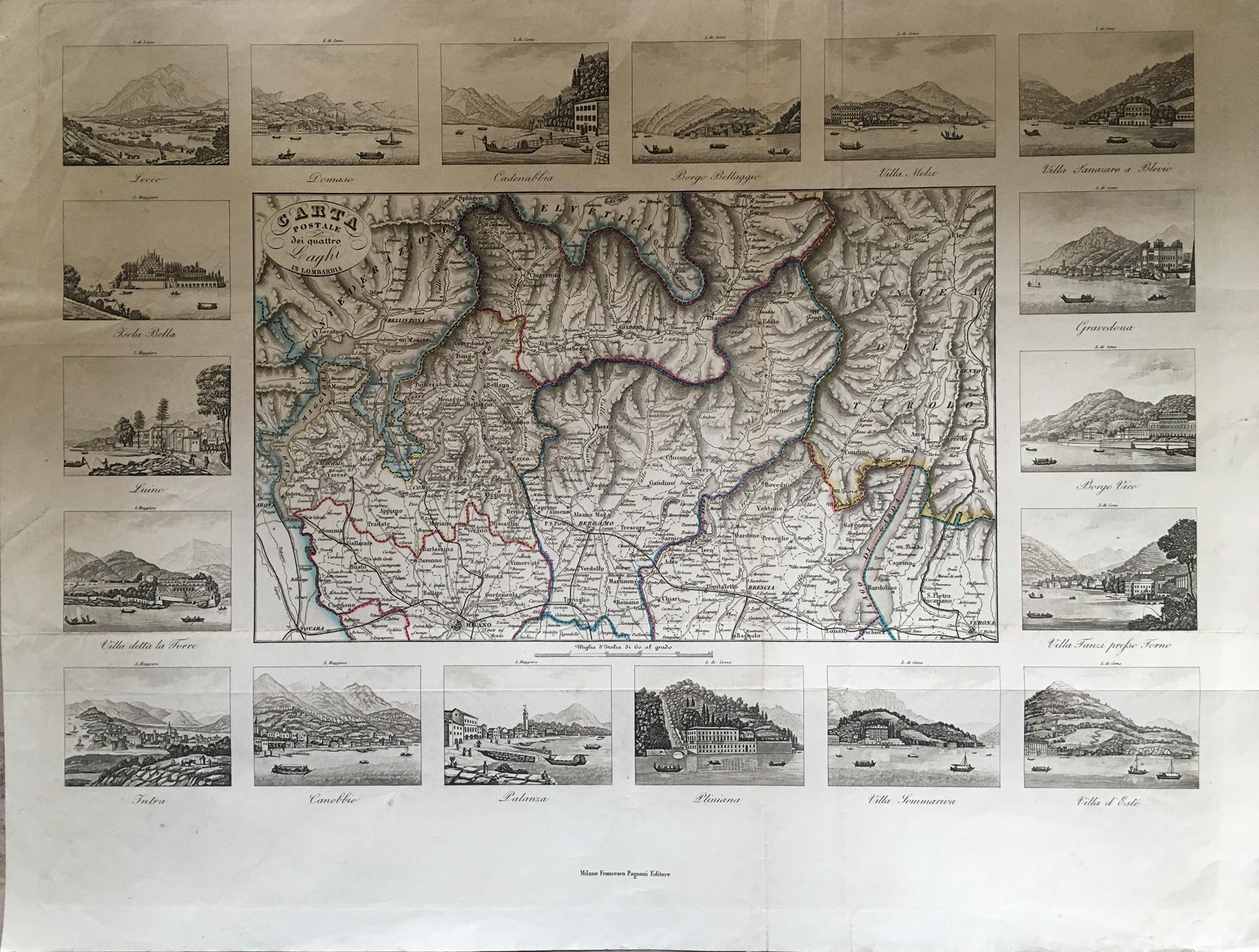 Carta postale dei quattro laghi