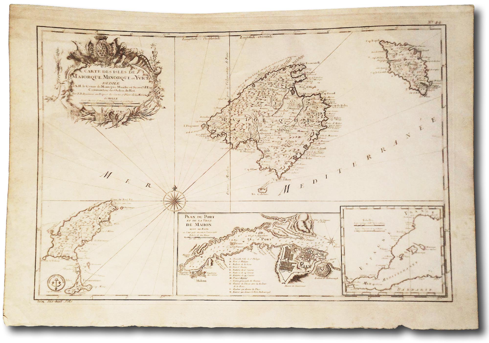 Carte des isles de Majorque Minorque et Yvice.