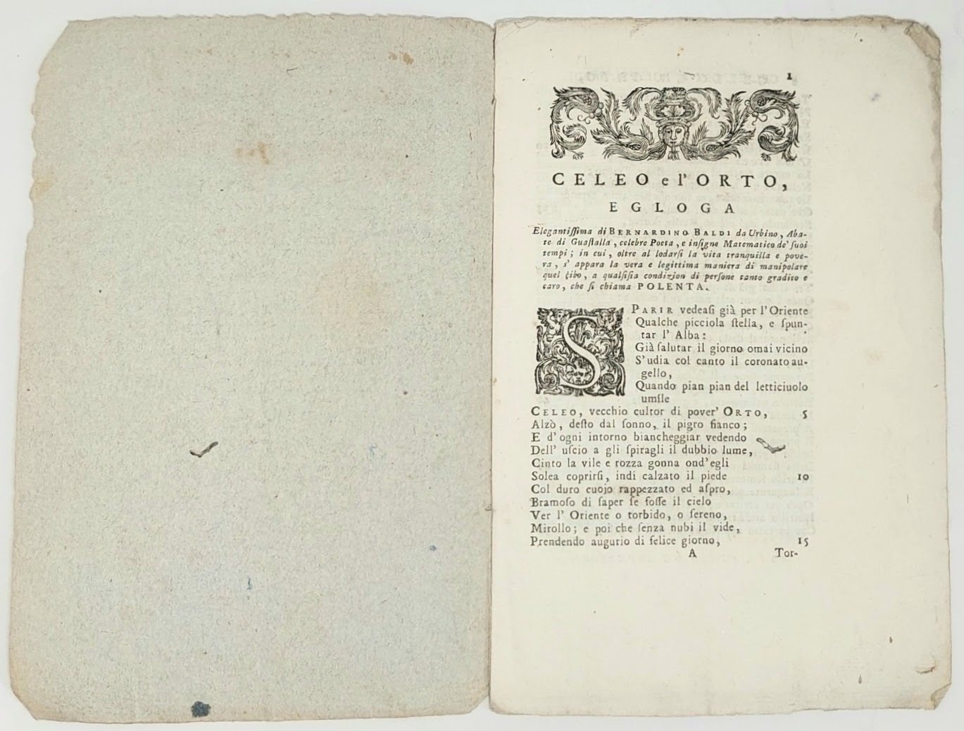 Celeo e l'orto. Egloga elegantissima&amp;nbsp;di Bernardino Baldi da Utino, Abate …