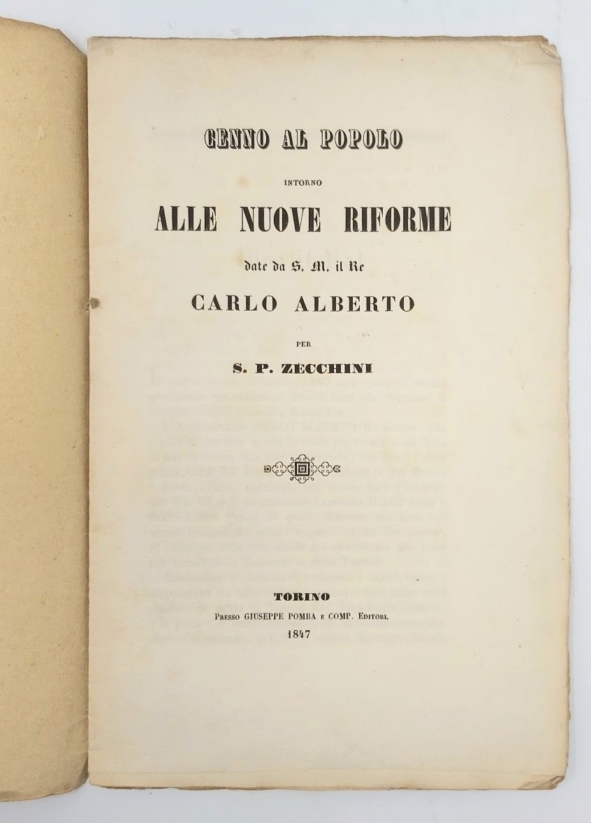 Cenno al popolo intorno alle nuove riforme date da S. …
