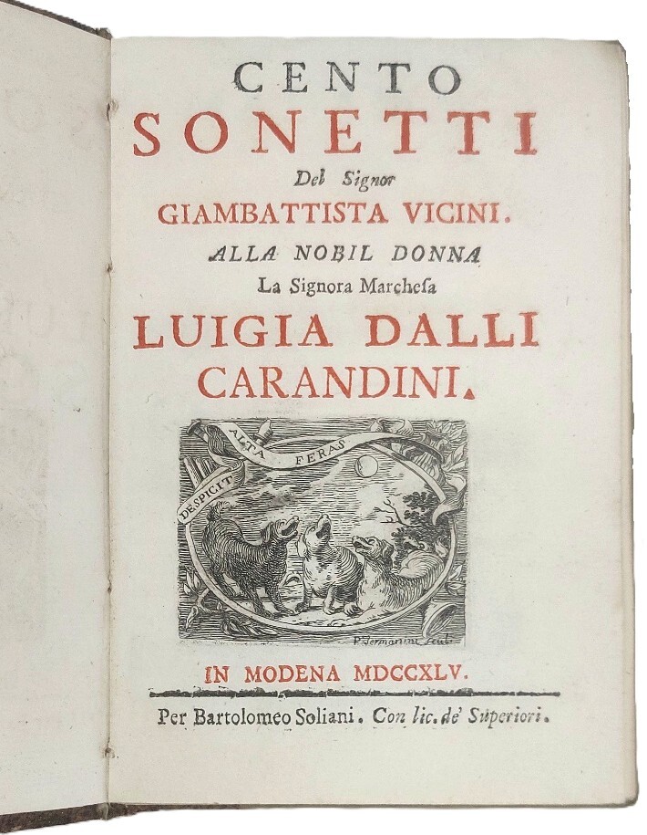 Cento sonetti...alla nobil donna Luigia dalli Carandini