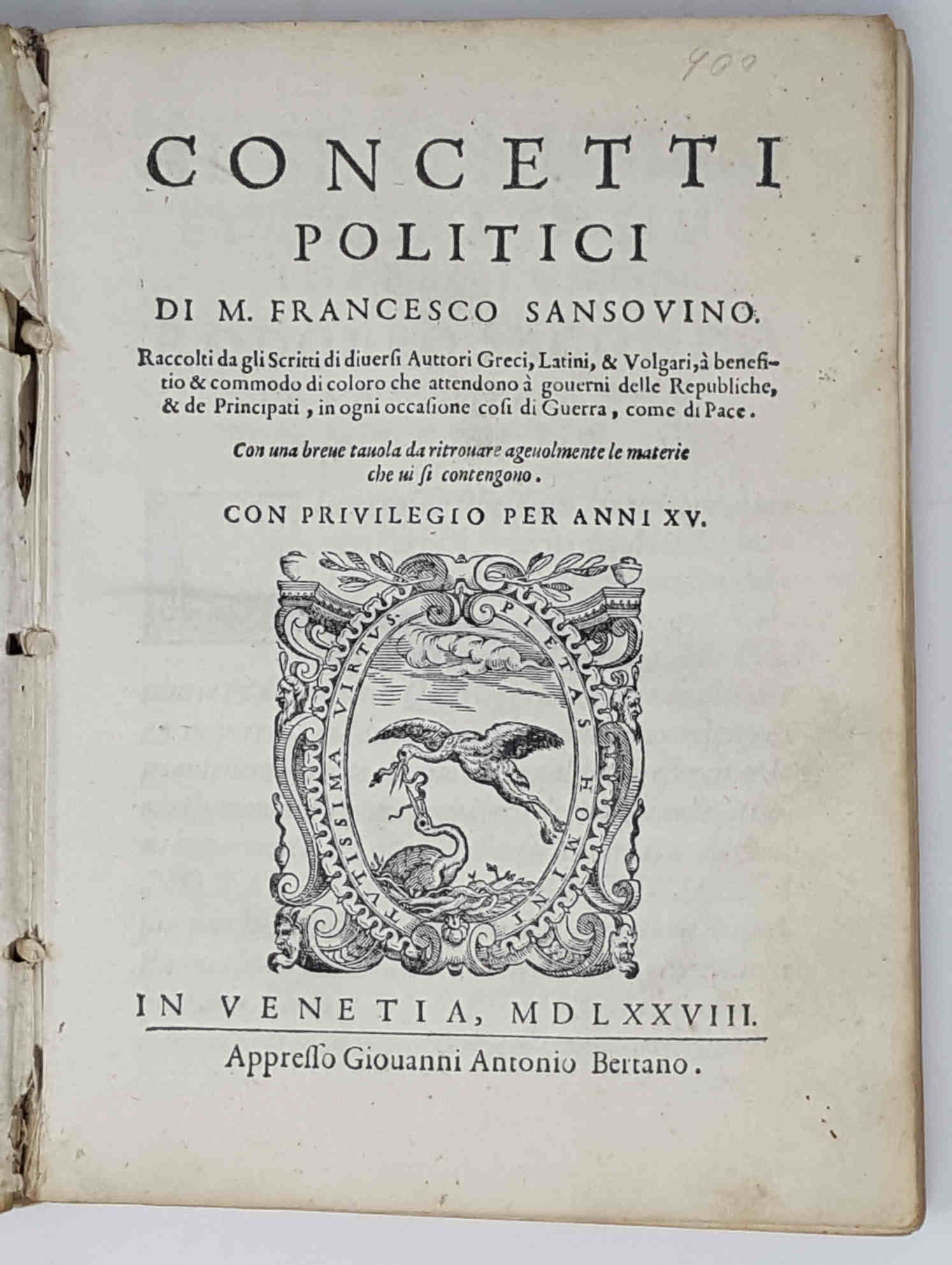 Concetti politici. Raccolti da gli scritti di diversi autori Greci, …