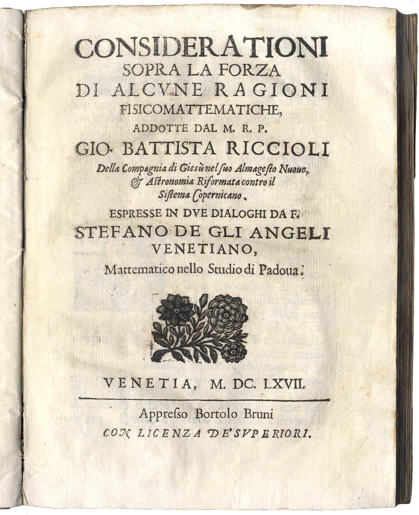 Considerationi sopra la forza di alcune Ragioni Fisicomattematiche,