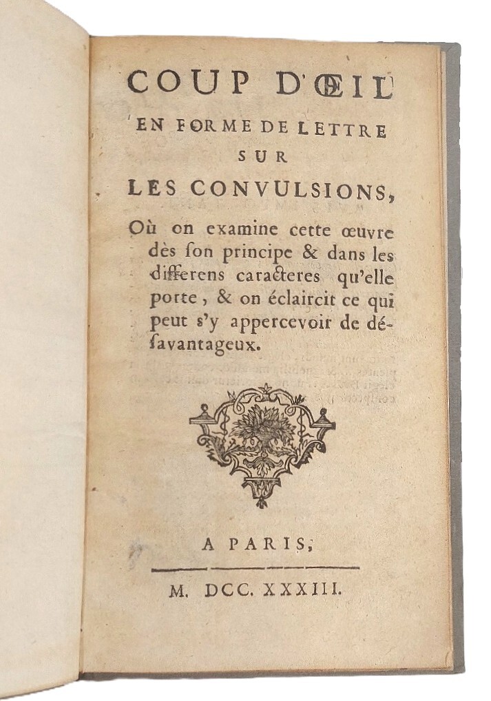 Coup d&amp;rsquo;&amp;oelig;il en forme de lettre sur les convulsions.