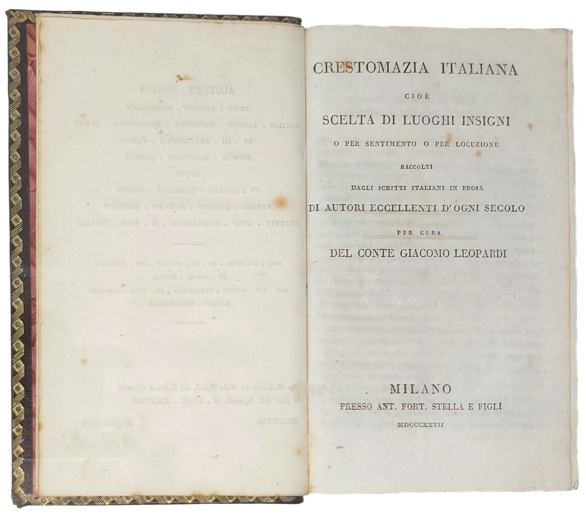 Crestomazia italiana, cio&amp;egrave; scelta di luoghi in verso italiano insigni …