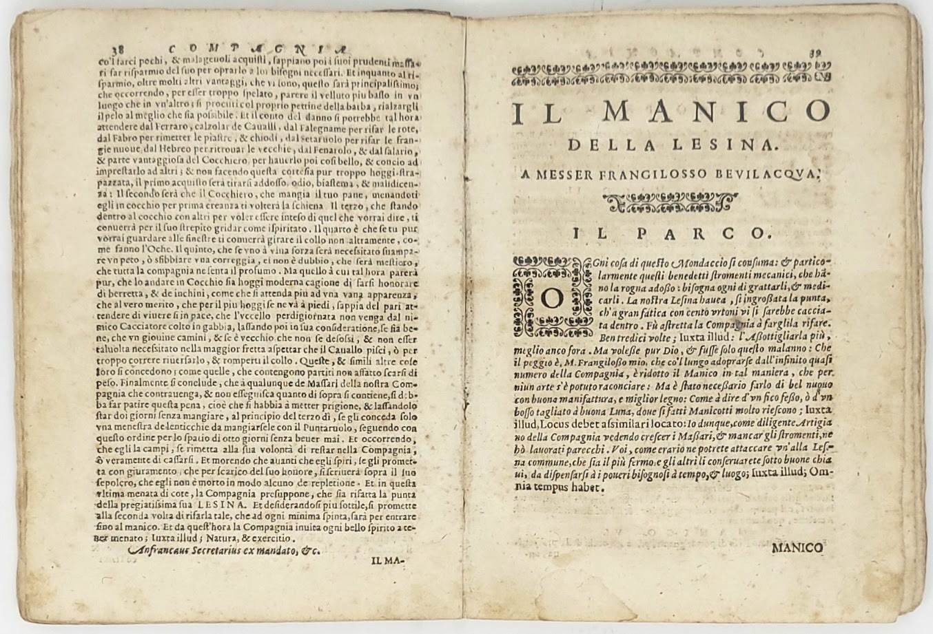 Della famosissima Compagnia della Lesina. Dialogo, capitoli, e ragionamenti.&amp;nbsp;Con l'aggiunta …