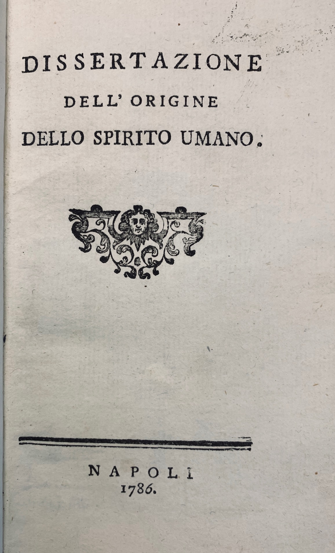 Dissertazione dell'origine dello spirito umano.