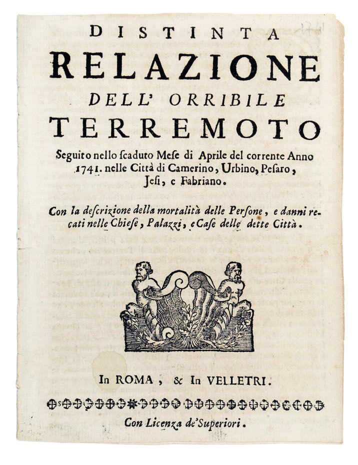 Distinta Relazione dell�orribile Terremoto Seguito nello scaduto Mese di Aprile …