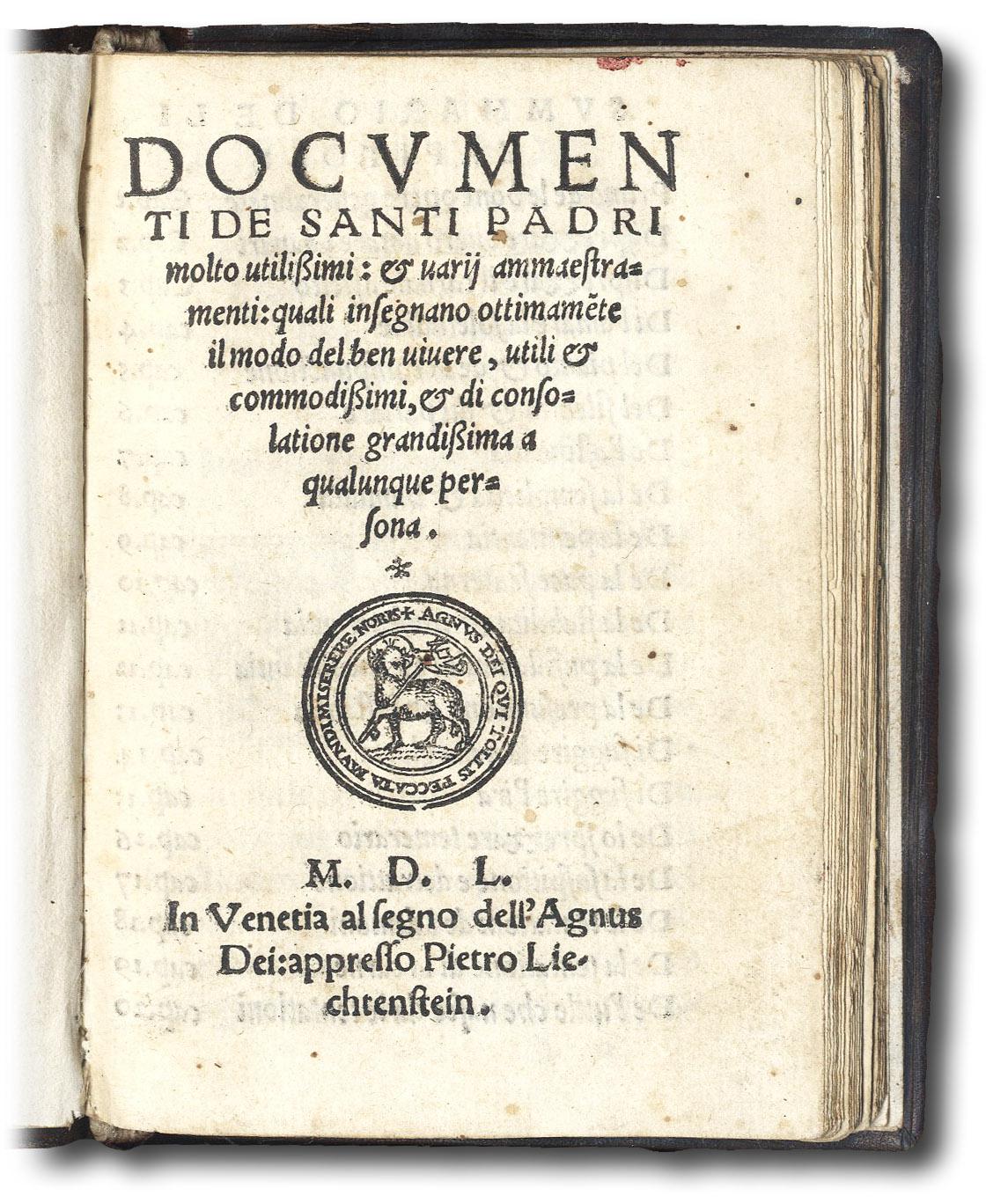 Documenti de Santi Padri molto utilissimi, &amp;amp; vari ammaestramenti: quali …