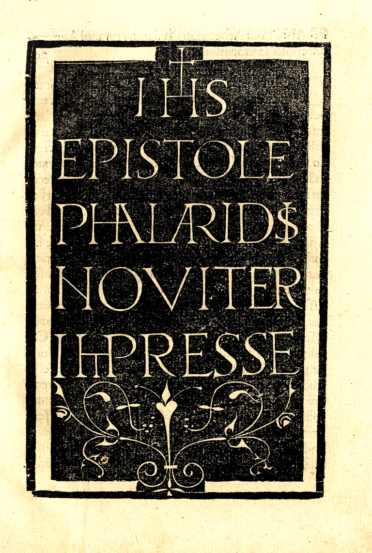 Epistole Phalaridis nouiter impresse.