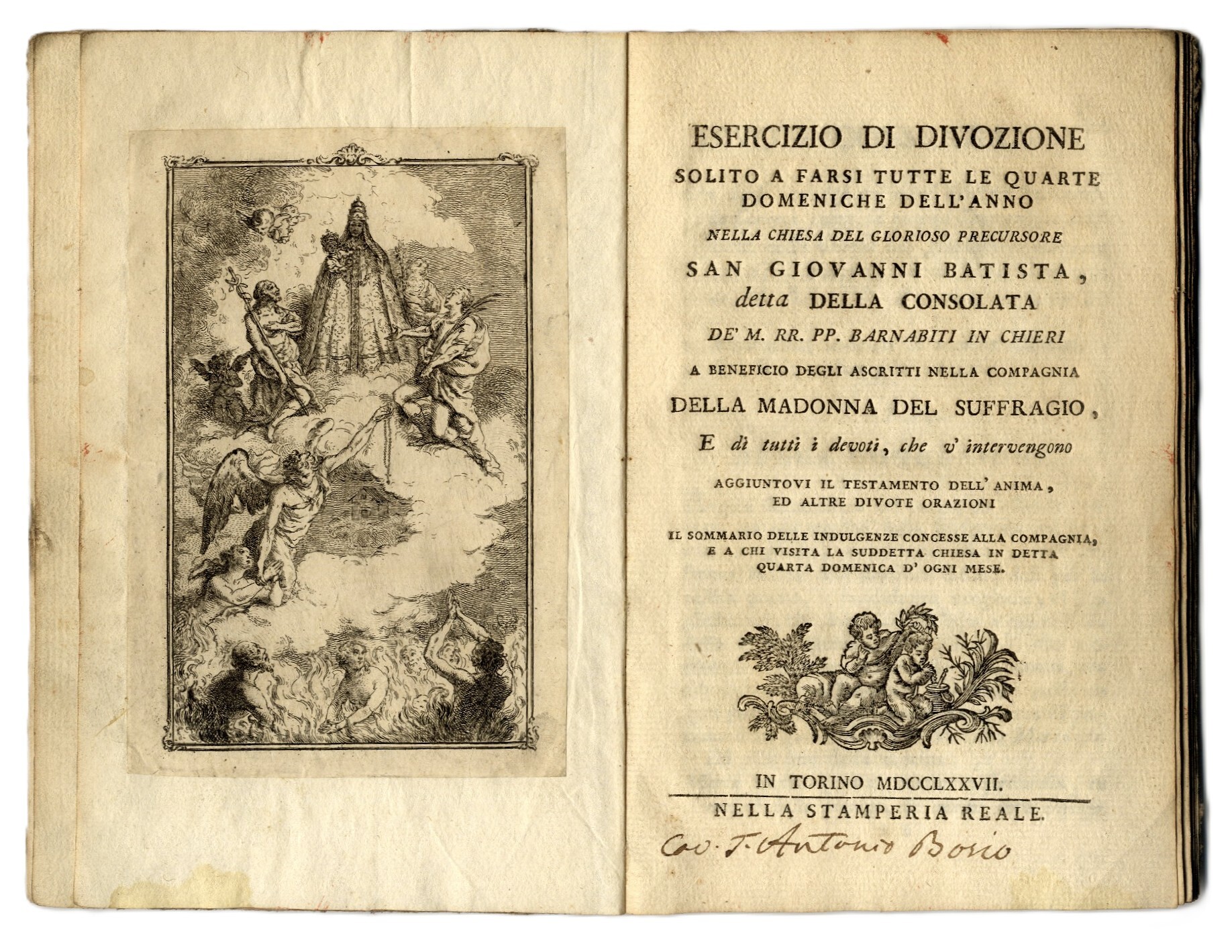 Esercizio di Divozione solito farmi tutte le quarte domeniche dell'anno …