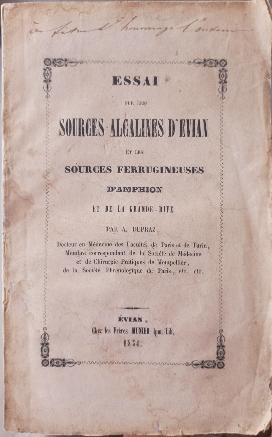 Essai sur les sources alcalines d'Evian et les sources ferrugineuses …