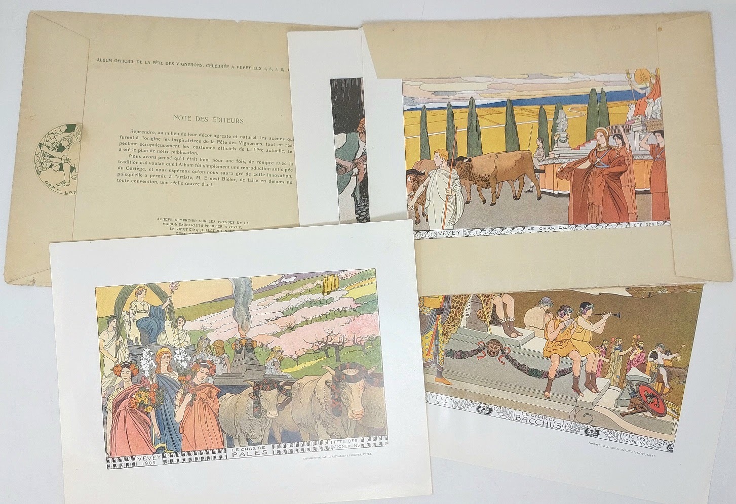 F&amp;ecirc;te des Vignerons, Vevey 1905, 16 estampes par E. Bi&amp;eacute;ler. …