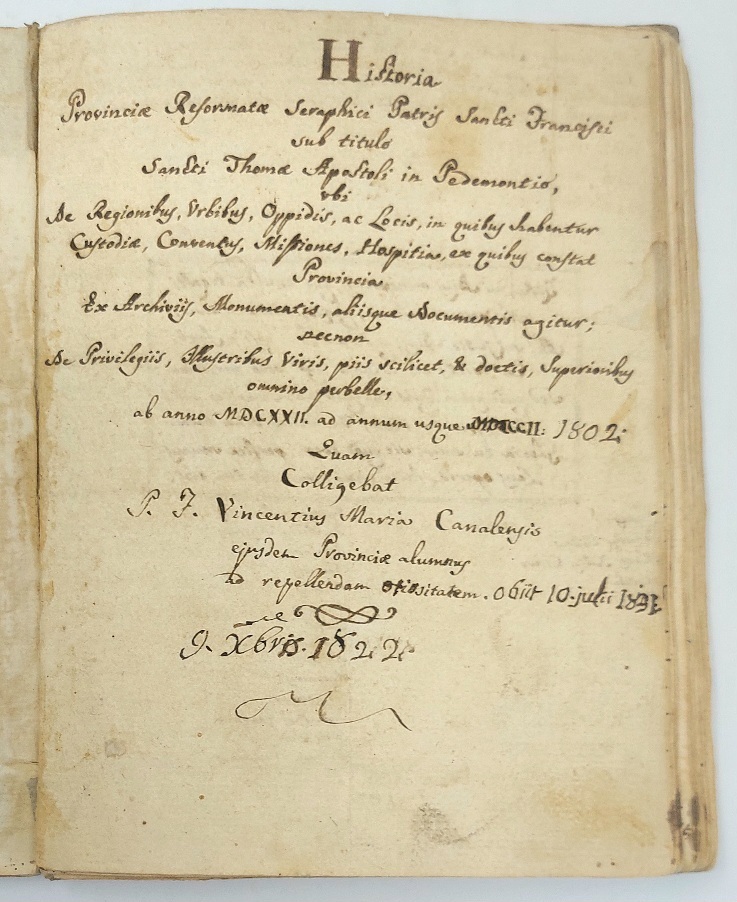 Historia Provinciae Reformata Seraphici Patris Sancti Francisci sub titolo Sancti …