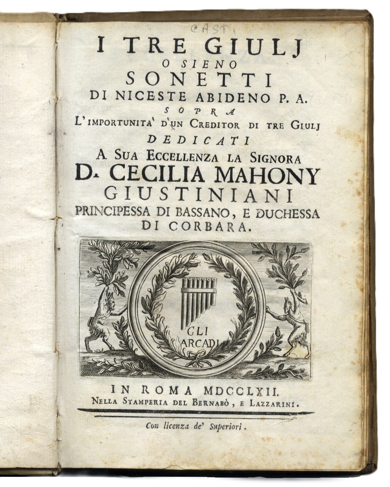 I tre Giuli o sieno sonetti di Niceste Abideno... Dedicati …