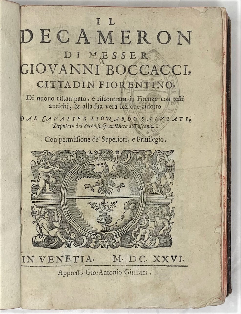 Il Decameron...di nuovo ristampato, e riscontrato in Firenze con testi …