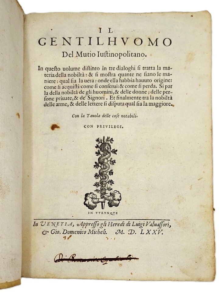 Il Gentilhuomo, del Mutio Iustinopolitano. In questo volume distinto in …