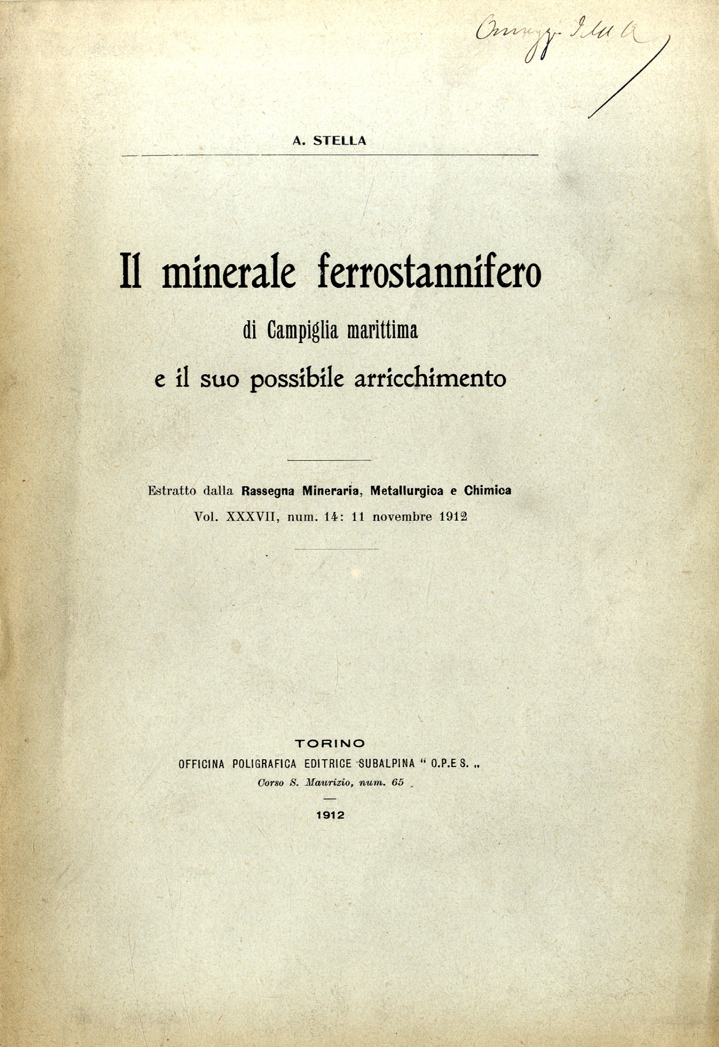 Il minerale ferrostannifero di Campiglia Marittima e il suo possibile …