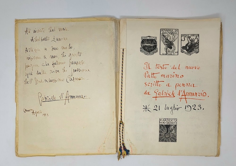 Il testo del nuovo Patto marino. 11 luglio 1923. &amp;nbsp;Commiato …