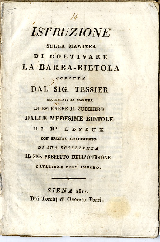 Istruzione sulla maniera di coltivare la barba-Bietola...aggiuntavi la maniera di …