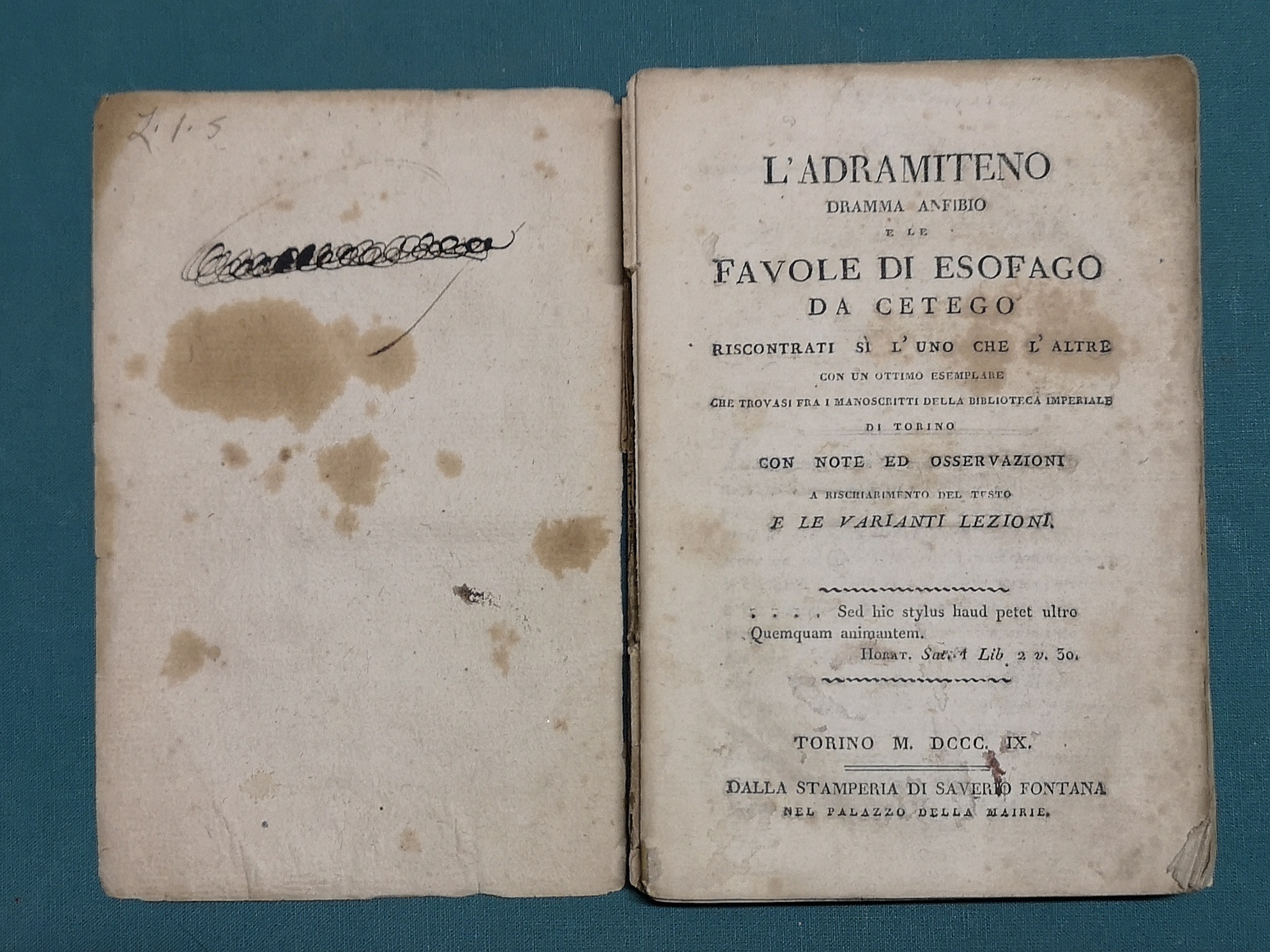 L' Adramiteno, dramma anfibio, e le Favole di Esofago da …