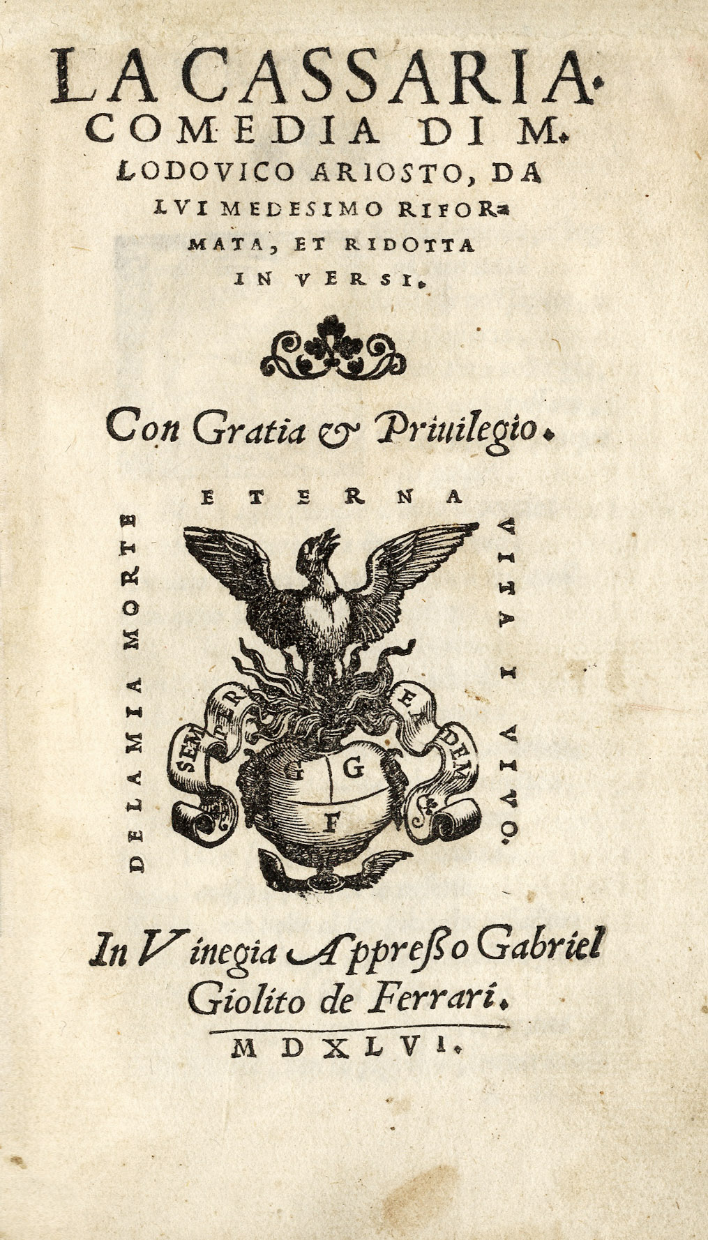 La Cassaria. Comedia di L.A., da lui medesimo riformata et …