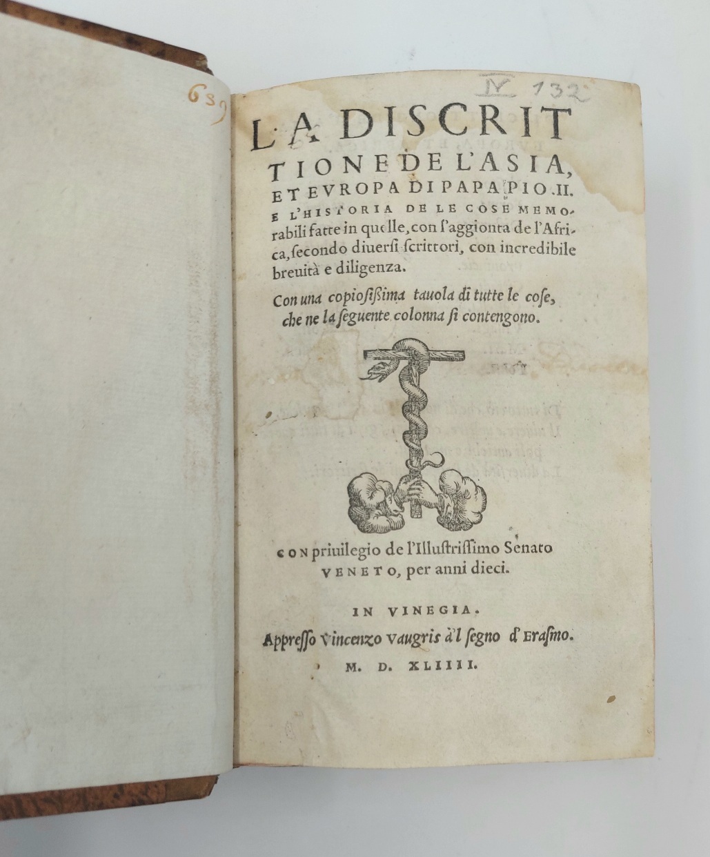 La discrittione de l'Asia, et Europa di papa Pio II …