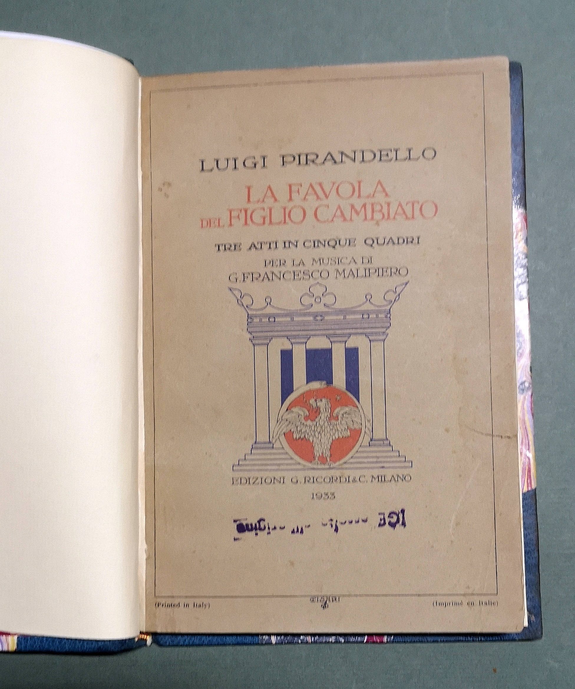 La favola del figlio cambiato. Tre atti in cinque quadri. …