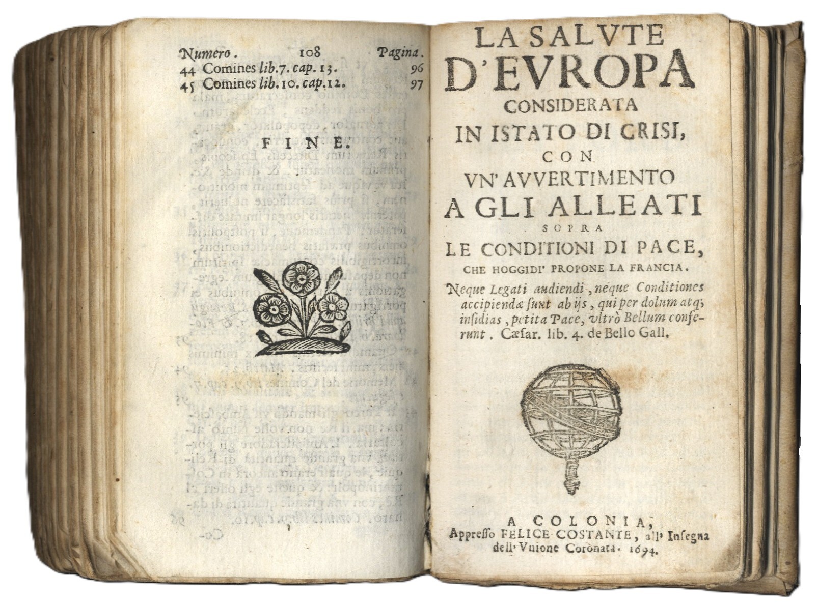 La Salute d'Europa considerata in istato di Crisi, con un'avvertimento …