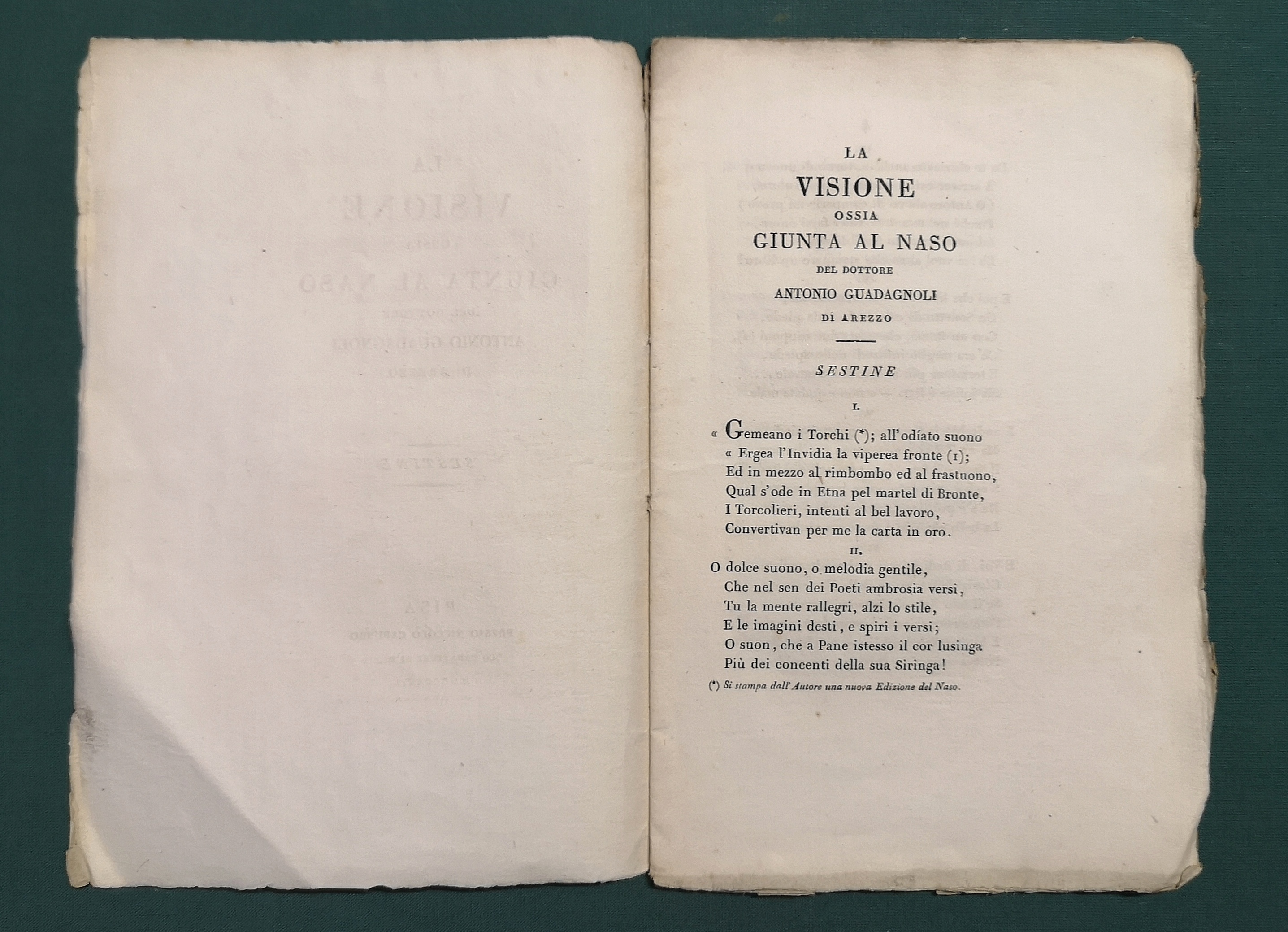 La Visione ossia Giunta al Naso. Sestine.