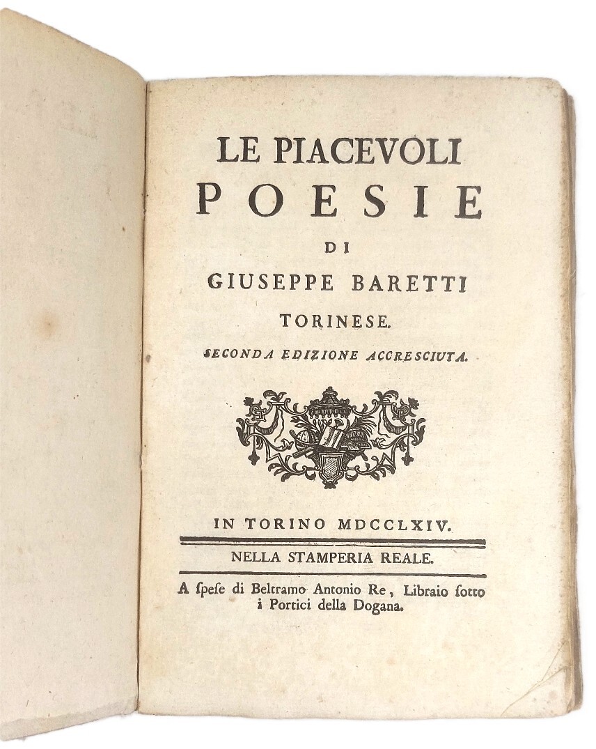 Le piacevoli poesie di Giuseppe Baretti torinese seconda edizione accresciuta.