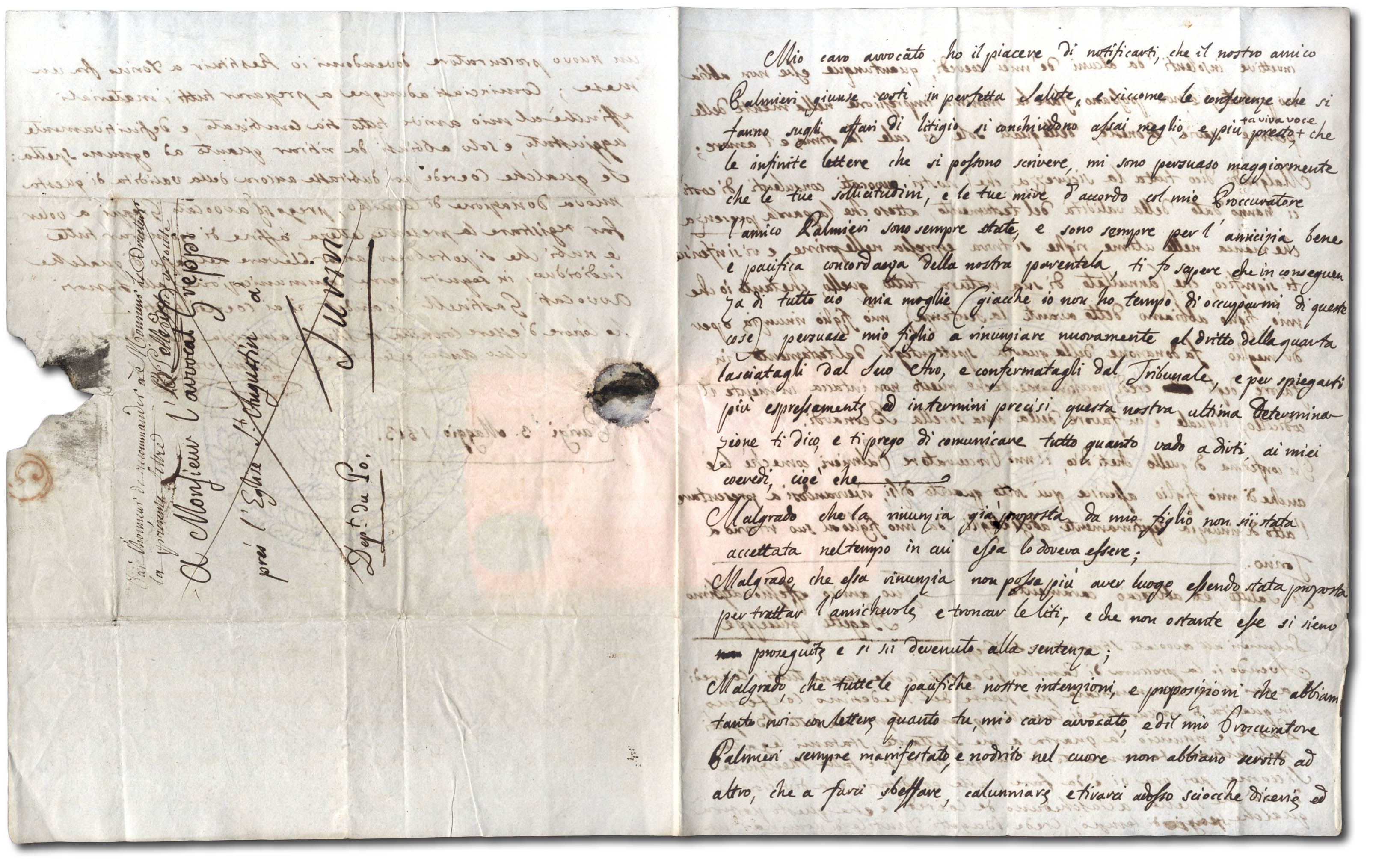 Lettera autografa firmata all'avvocato Greppi.