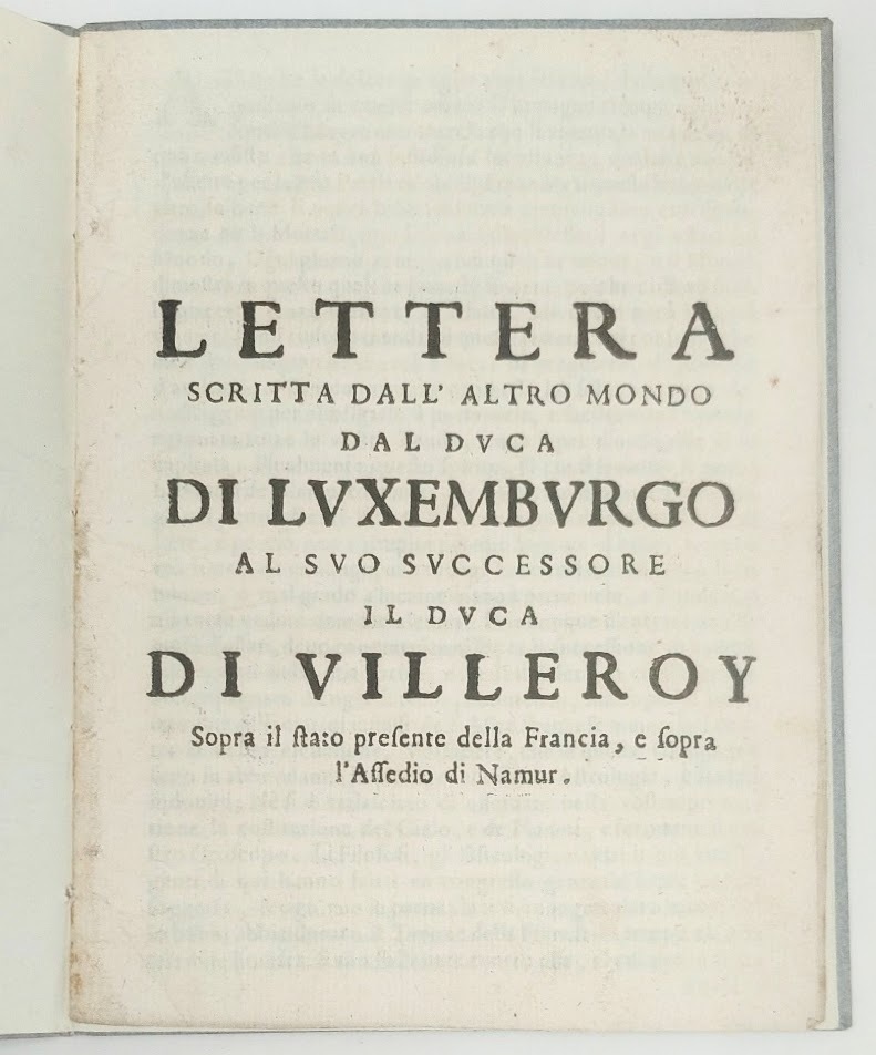 Lettera scritta dall'altro mondo dal Duca di Luxemburgo al suo …
