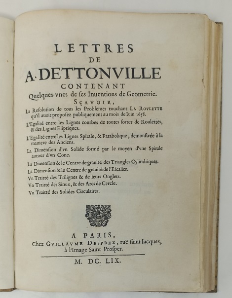 Lettres de A. Dettonville, contenant quelques-unes de ses inventions de …