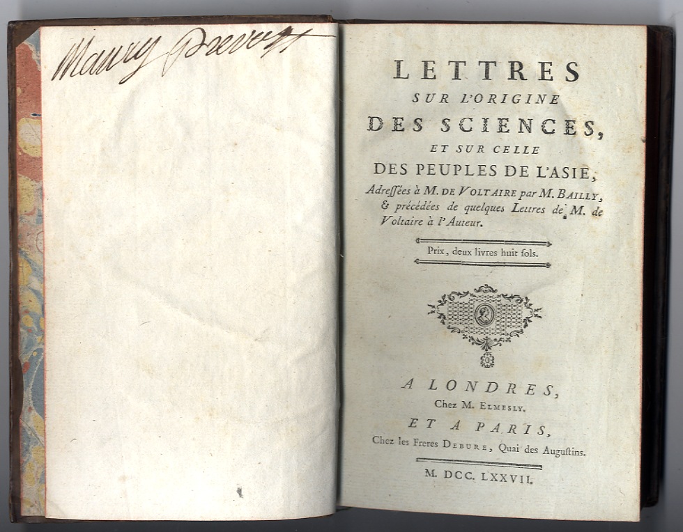 Lettres sur l'origine des sciences, et sur celle des peuples …