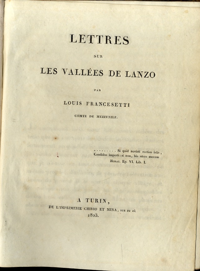 Lettres sur les Vall&amp;eacute;es de Lanzo.