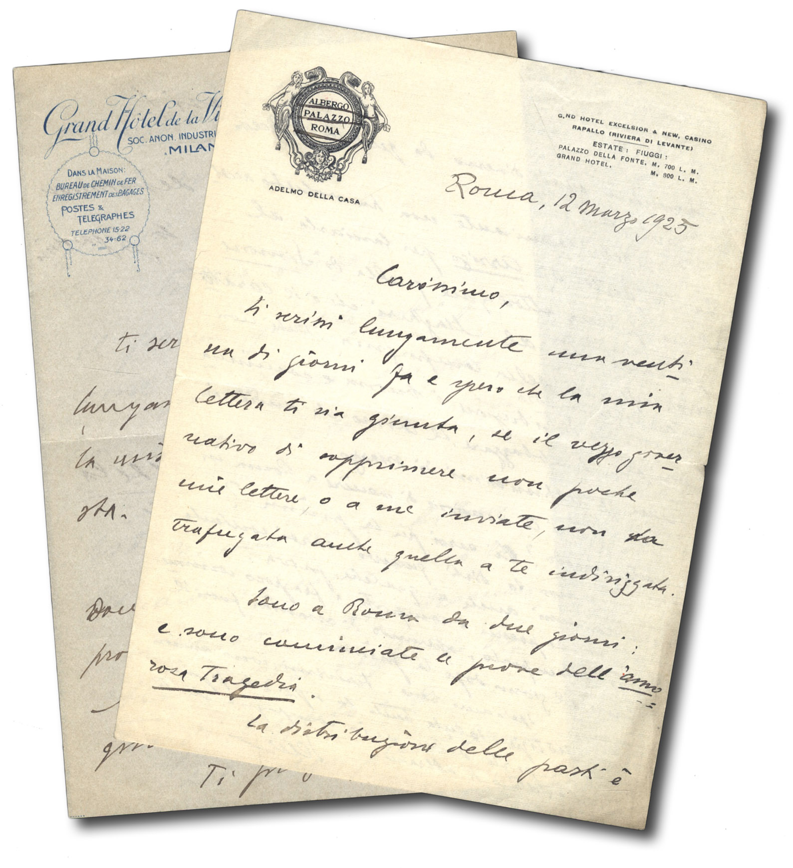 Lotto di due lettere indirizzate a Lanza.