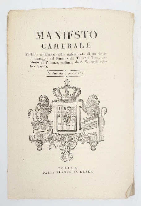 Manifesto camerale portante notificanza dello stabilimento di un dritto di …