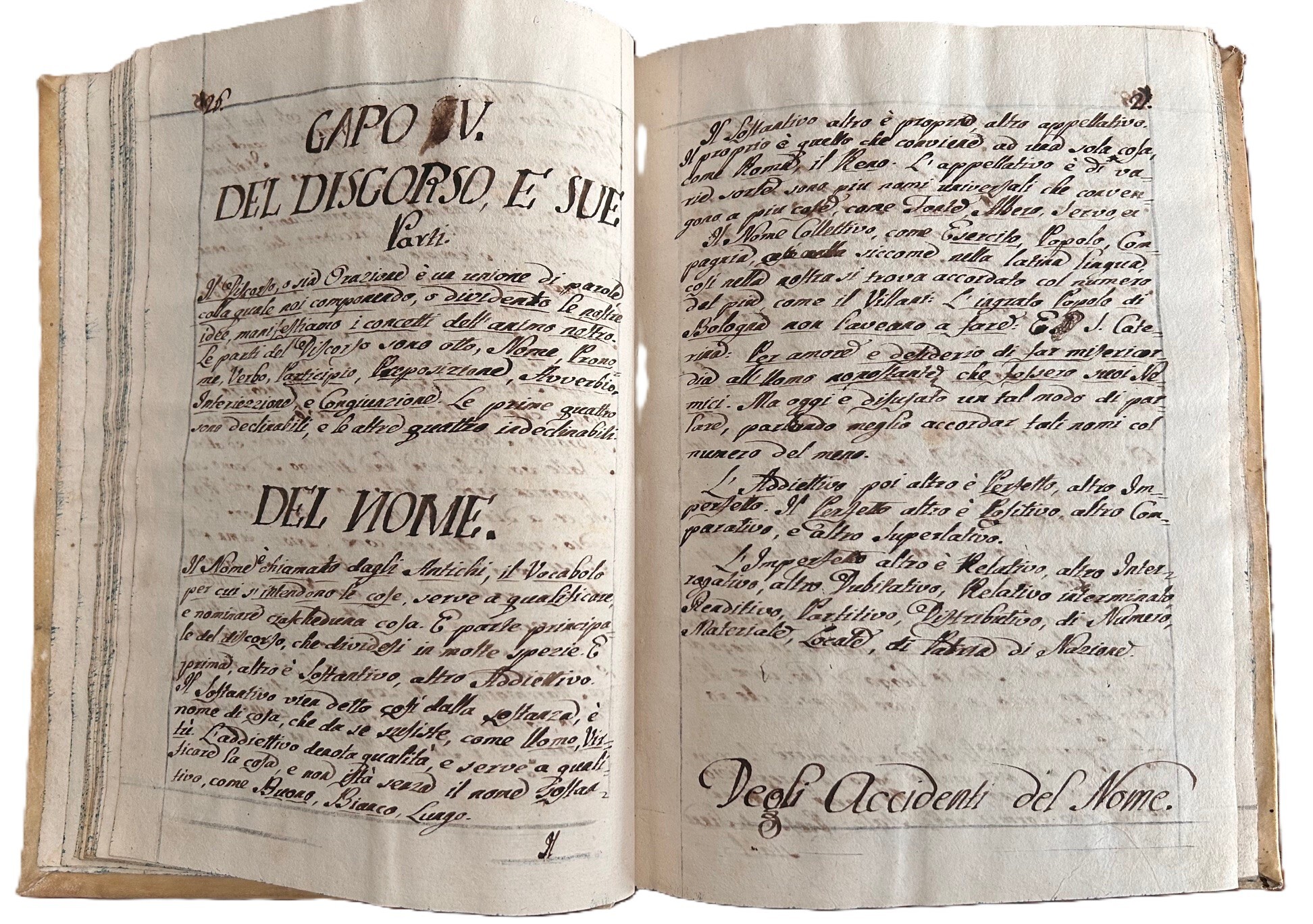 Manoscritto: ''Regole della Lingua Italiana raccolte da Tommaso De Sanctis''. …