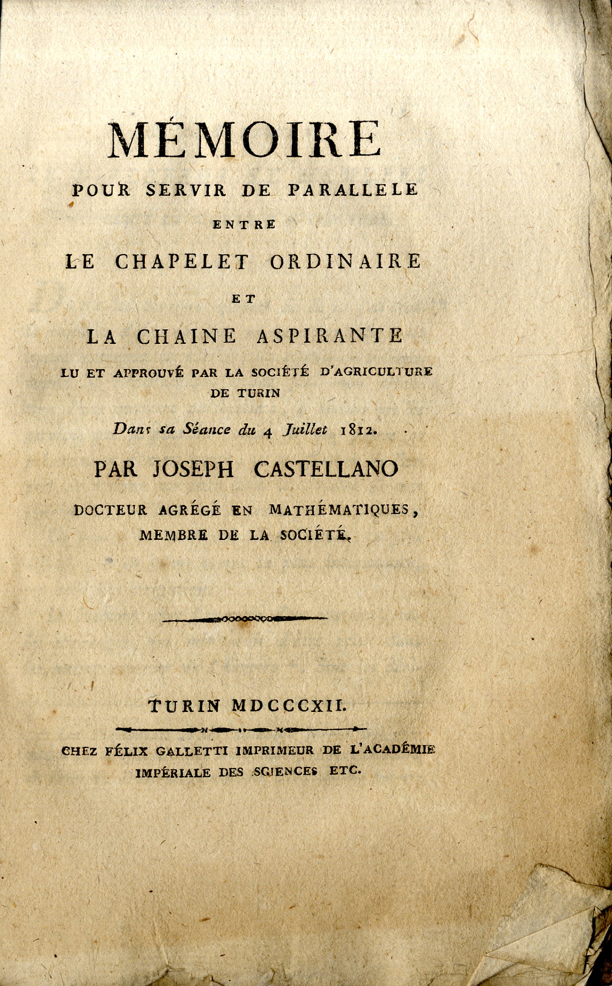 Memoire pour servir de parallele entre le chapelet ordinaire et …