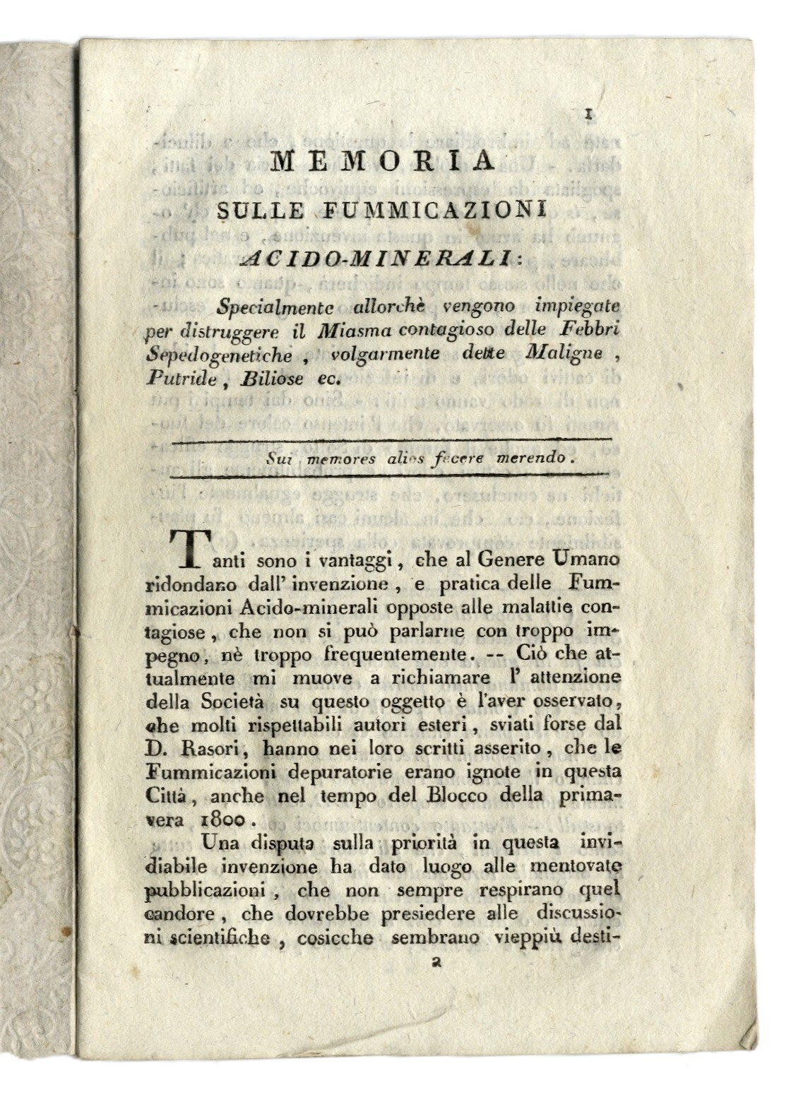 Memoria sulle fummicazioni acido-minerali Specialmente allorch&amp;egrave; vengono impiegate per distruggere …