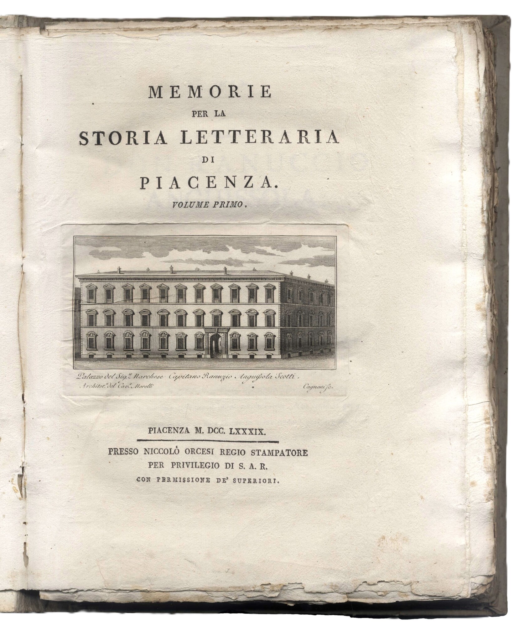 Memorie per la storia letteraria di Piacenza.