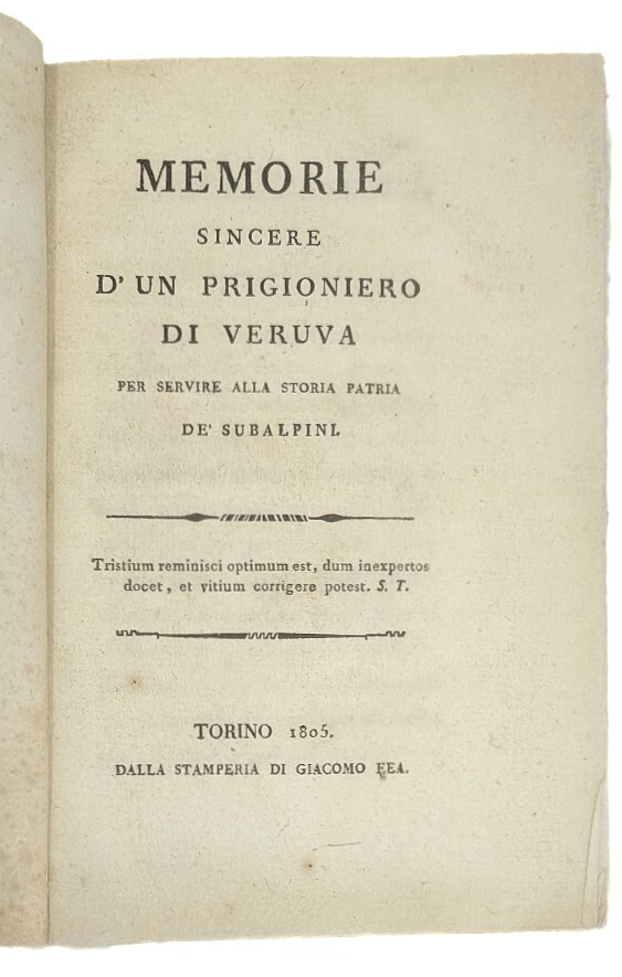 Memorie sincere d'un prigioniero di Veruva per servire alla storia …