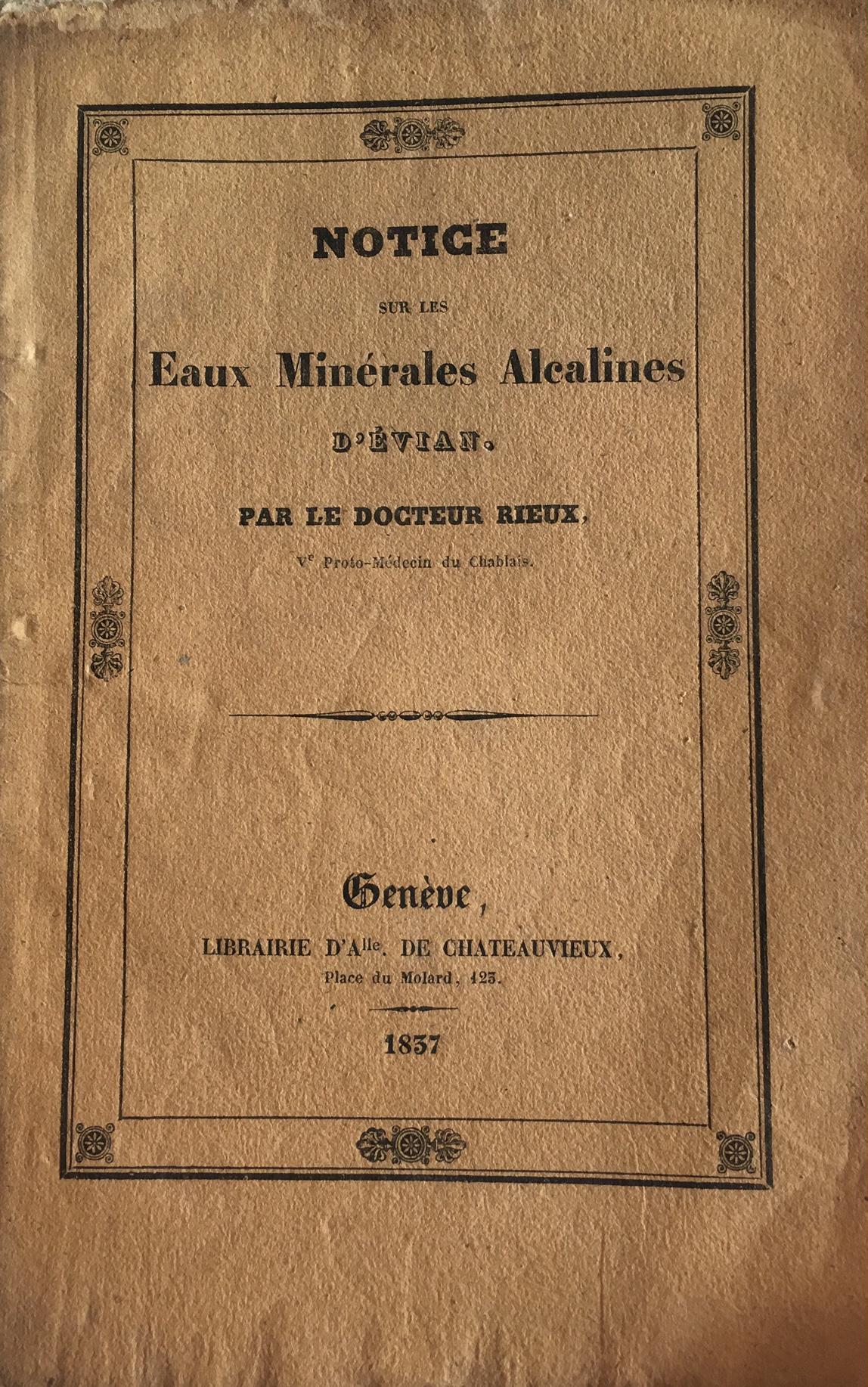 Notice sur les eaux minerales alcalines d'evian par Rieux jean …