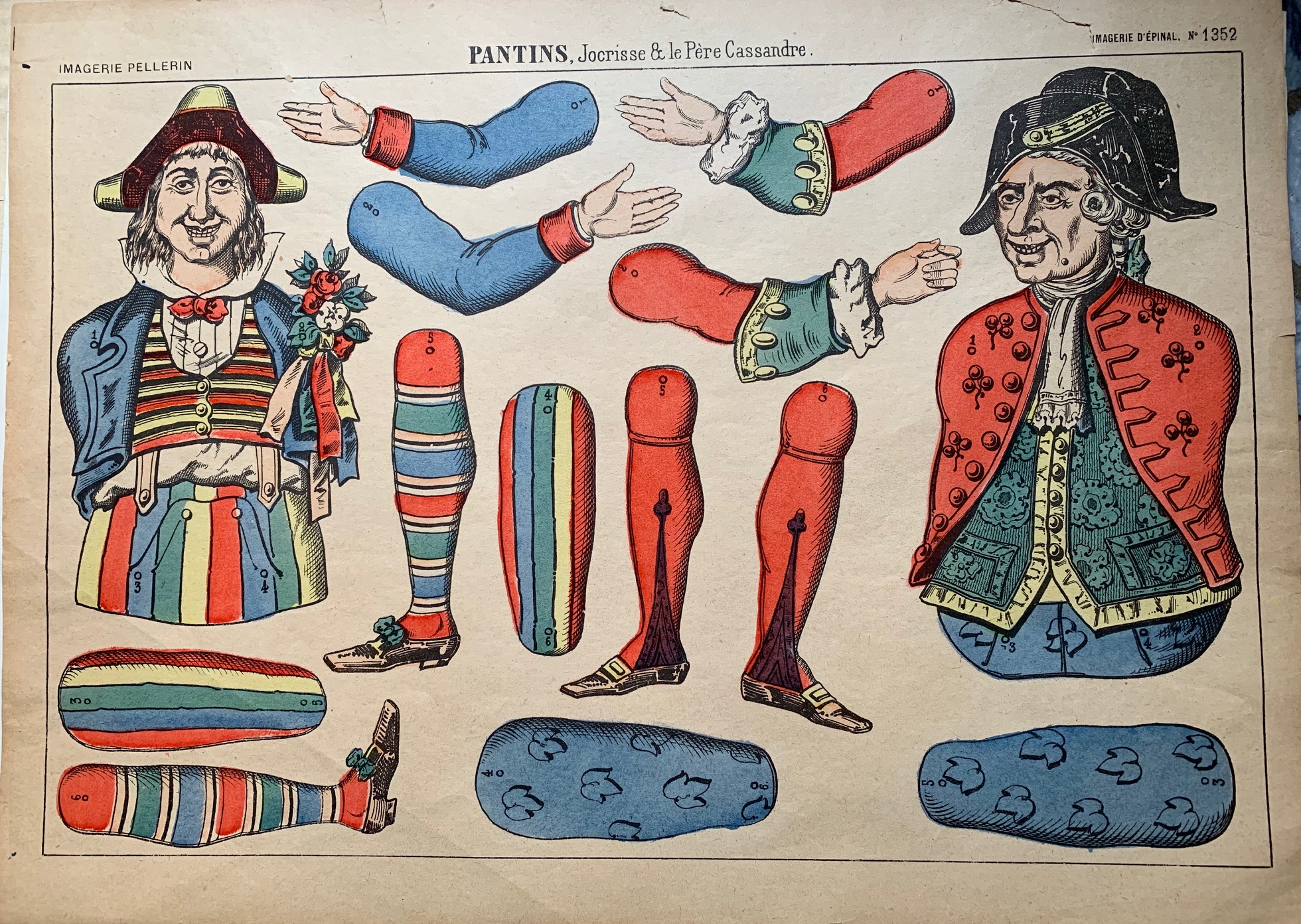 Pantins, Jocrisse &amp; le Père Cassandre. Imagerie d'epinal n. 1352