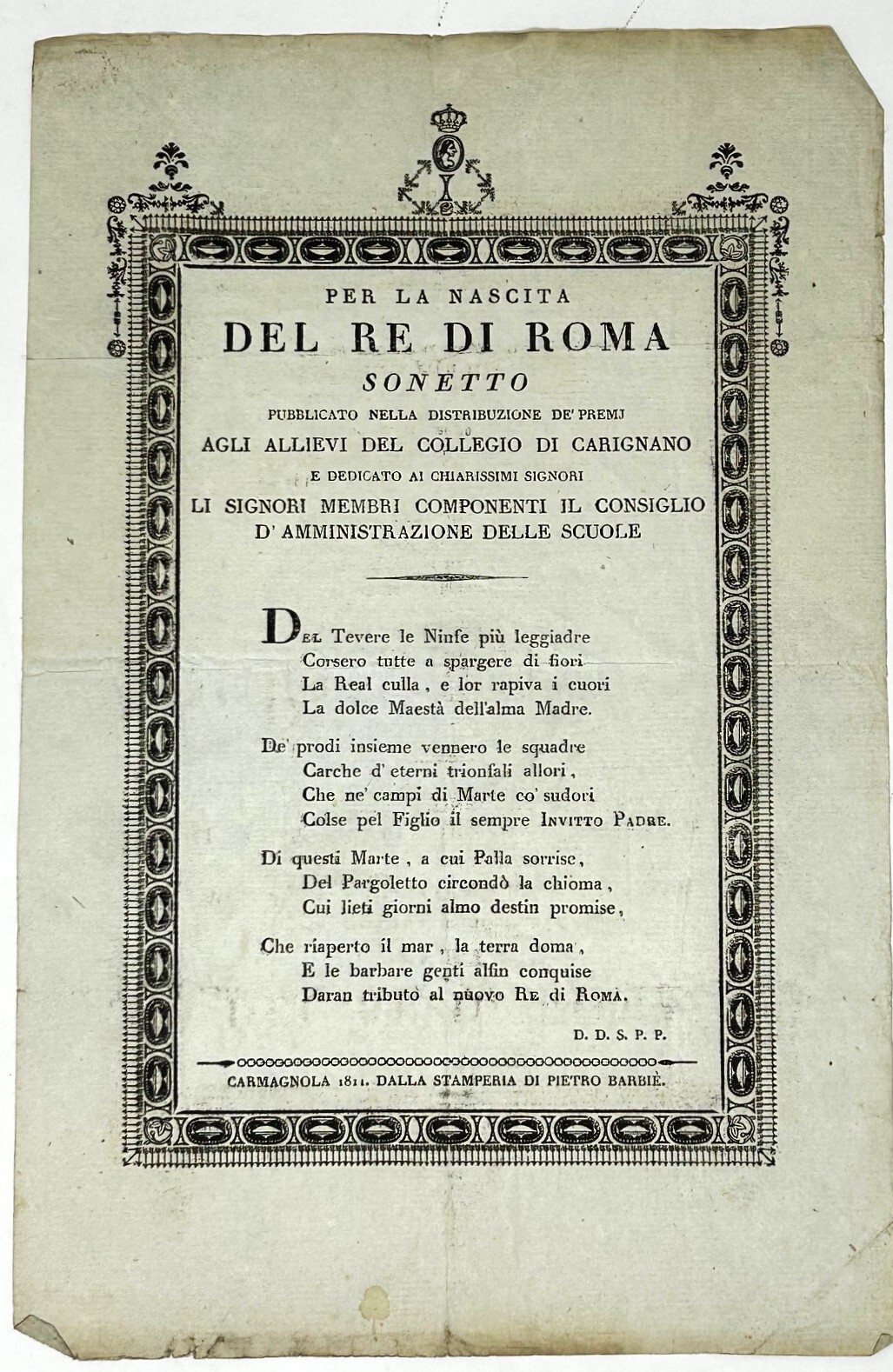 Per la nascita del Re di Roma.&amp;nbsp;