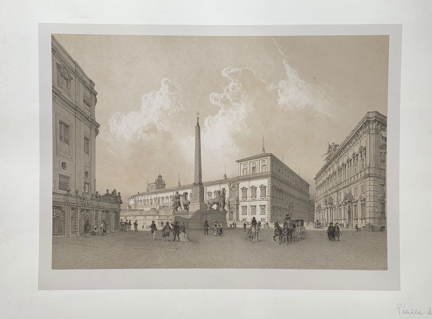 Piazza di Monte Cavallo e palazzo pontificio del Quirinale.